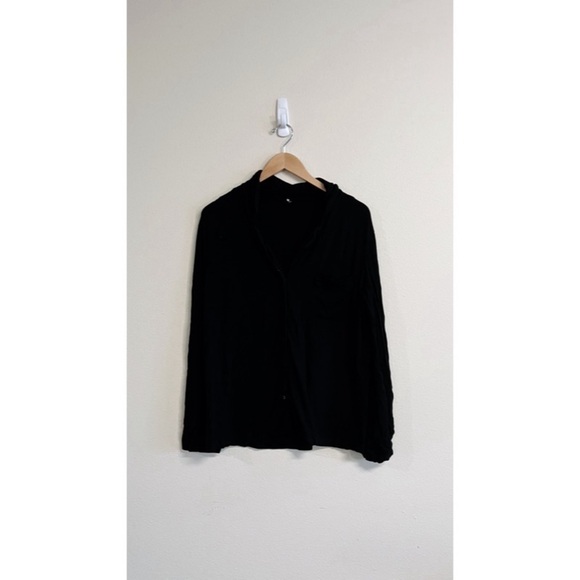 Skims Black Button Front Pajama Top M - Picture 2 of 9